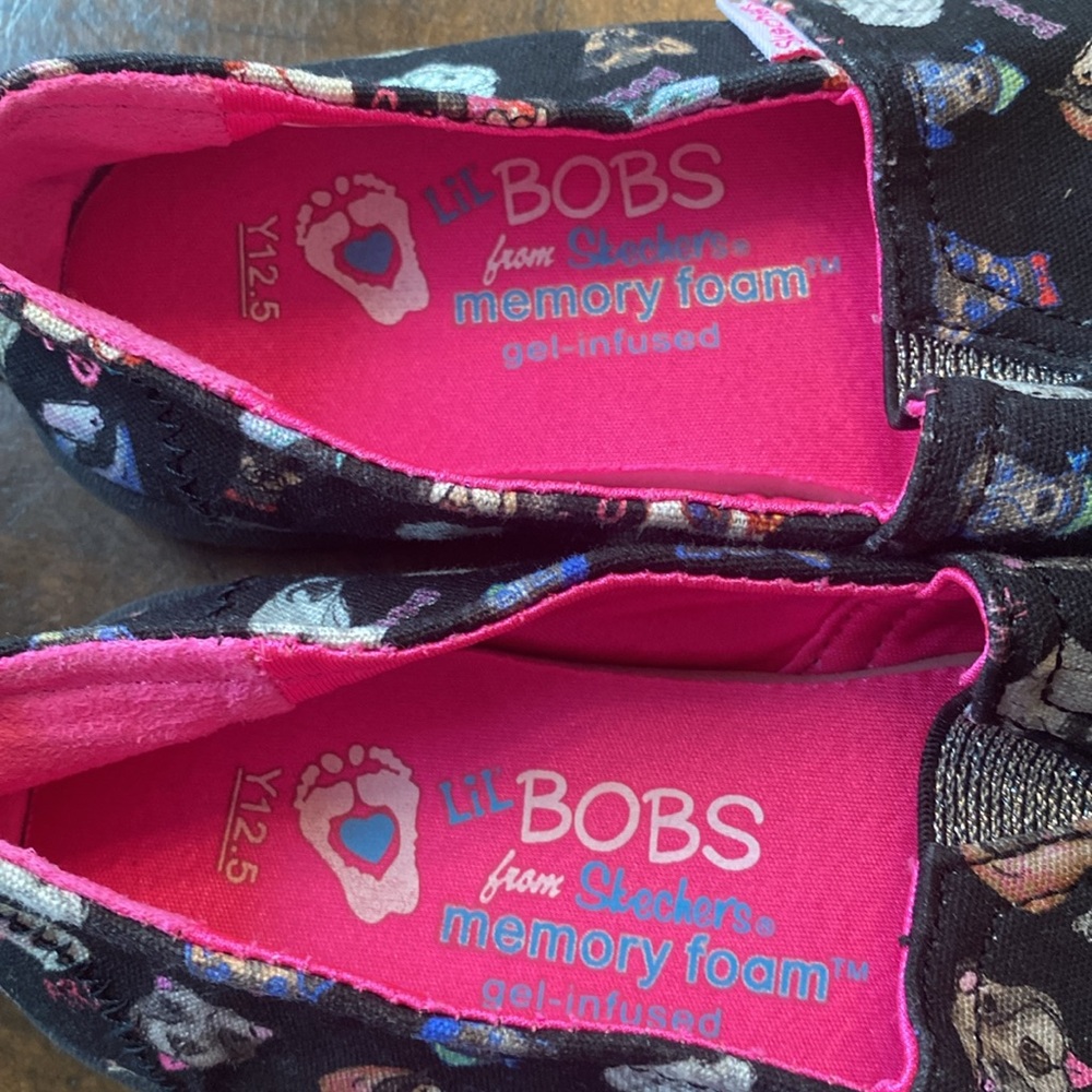 Lil' BOBS by Sketcher girls Dog pattern slip on shoes size 12.5 - Picture 5 of 6